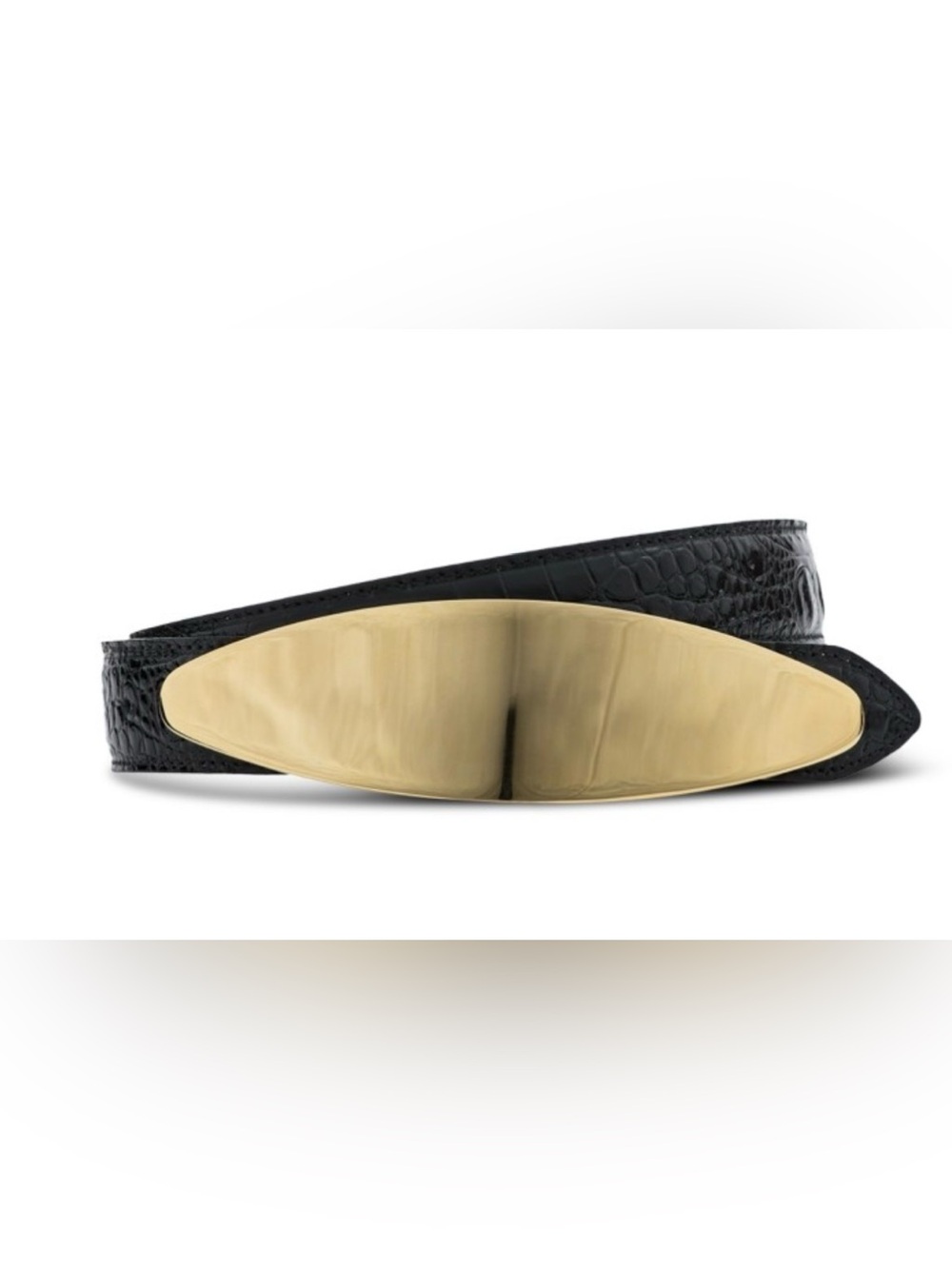 L'Agence Women's Maroux Belt, Black Crocodile Embossed Medium $495
